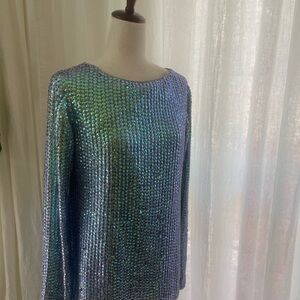 ASOS BACKLESS Sequin Blouse - Blue and Green